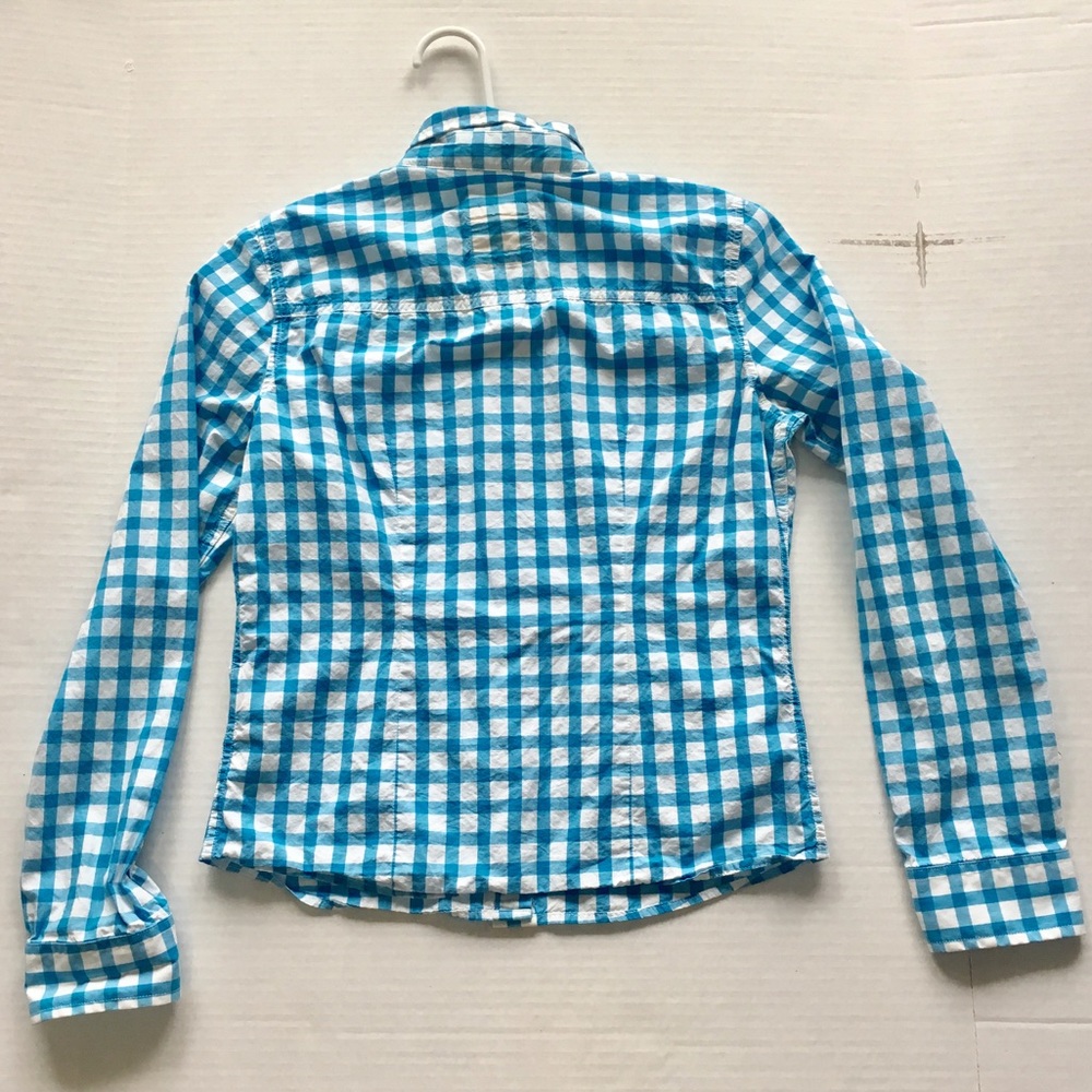 Hollister blue, white plaid button up, HCo. Small - Picture 8 of 8